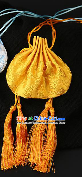Chinese Classical Hanfu Yellow Silk Perfume Satchel Waist Accessories Ancient Princess Sachet Belt Pendant
