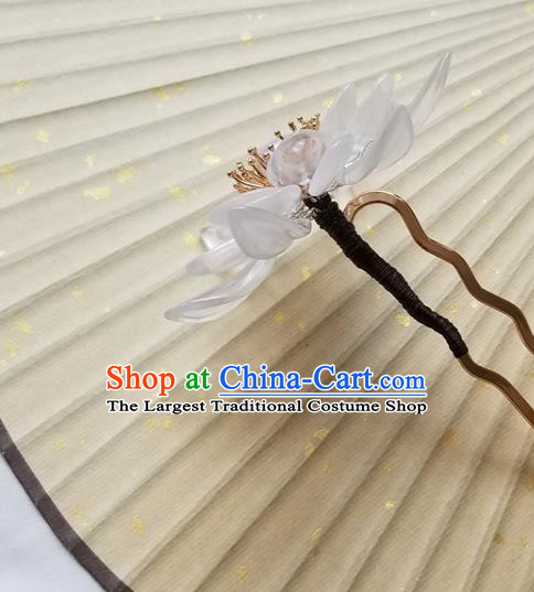 Chinese Classical White Epiphyllum Hair Clip Hanfu Hair Accessories Handmade Ancient Princess Hairpins for Women