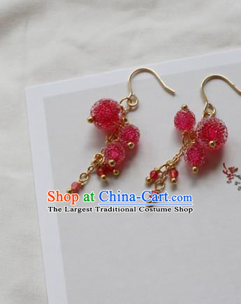 Handmade Chinese Ear Accessories Classical Eardrop Ancient Women Hanfu Waxberry Earrings