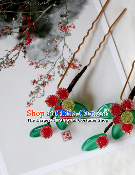 Chinese Classical Hair Clip Hanfu Hair Accessories Handmade Ancient Princess Waxberry Hairpins for Women