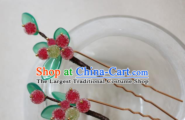 Chinese Classical Hair Clip Hanfu Hair Accessories Handmade Ancient Princess Waxberry Hairpins for Women