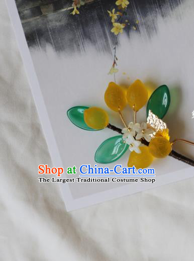 Chinese Classical Lemon Hair Clip Hanfu Hair Accessories Handmade Ancient Princess Hairpins for Women