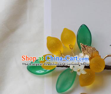 Chinese Classical Lemon Hair Clip Hanfu Hair Accessories Handmade Ancient Princess Hairpins for Women
