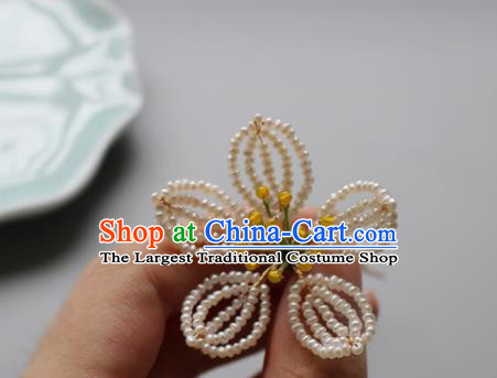 Chinese Classical Pearls Flower Hair Clip Hanfu Hair Accessories Handmade Ancient Princess Hairpins for Women