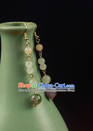 Handmade Chinese Green Beads Ear Accessories Classical Eardrop Ancient Women Hanfu Earrings