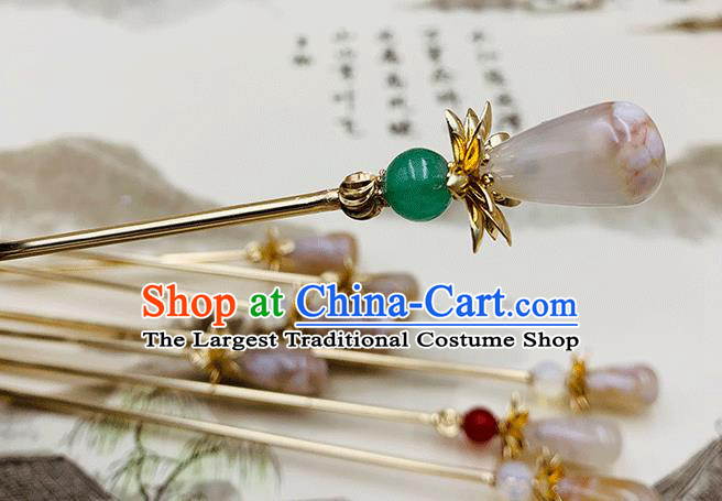 Chinese Classical Tang Dynasty Hair Clip Hanfu Hair Accessories Handmade Ancient Princess Stone Hairpin for Women