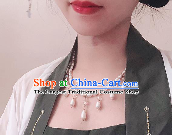 Chinese Classical White Pearls Hair Clasp Women Hanfu Hair Accessories Handmade Ancient Princess Eyebrows Pendant