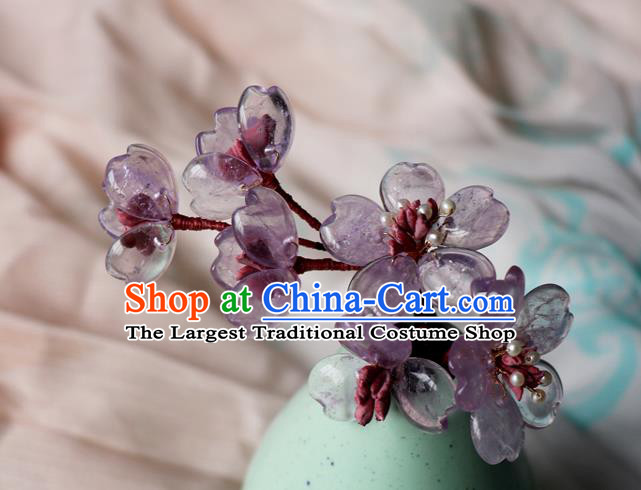 Chinese Classical Song Dynasty Hair Clip Hanfu Hair Accessories Handmade Ancient Princess Purple Sakura Hairpins for Women