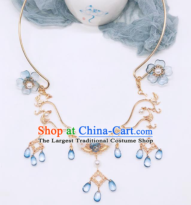 Chinese Handmade Ming Dynasty Necklet Classical Jewelry Accessories Ancient Hanfu Tassel Necklace for Women