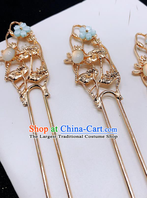 Chinese Classical Dragonfly Hair Clip Women Hanfu Hair Accessories Handmade Ancient Ming Dynasty Princess Blue Sakura Hairpins