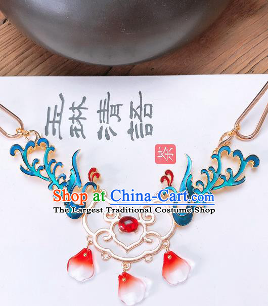 Chinese Handmade Ming Dynasty Cloisonne Phoenix Necklet Classical Jewelry Accessories Ancient Hanfu Necklace for Women