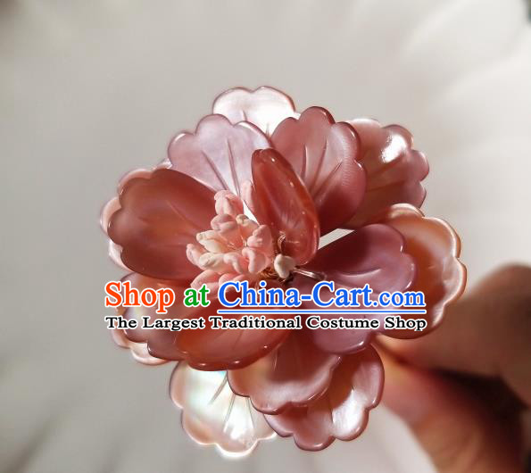 Chinese Classical Shell Peony Hair Clip Hanfu Hair Accessories Handmade Ancient Princess Hairpins for Women
