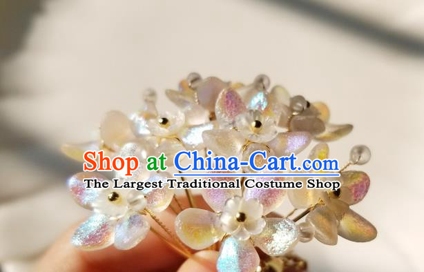 Chinese Classical Hydrangea Hair Comb Hanfu Hair Accessories Handmade Ancient Princess Flowers Hairpins for Women