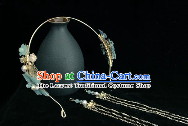 Chinese Classical Silk Butterfly Hair Clasp Hanfu Hair Accessories Handmade Ancient Princess Tassel Hair Crown for Women