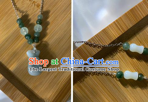 Chinese Handmade Jade Necklet Classical Jewelry Accessories Ancient Hanfu Necklace for Women