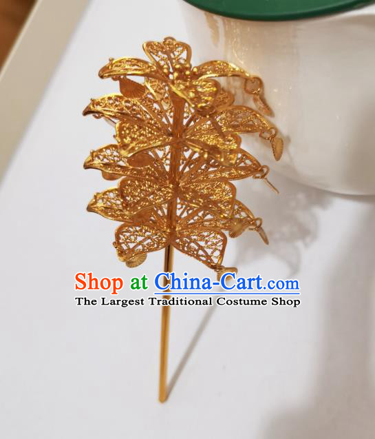 Chinese Classical Court Hair Clip Women Hanfu Hair Accessories Handmade Ancient Tang Dynasty Empress Golden Hairpins