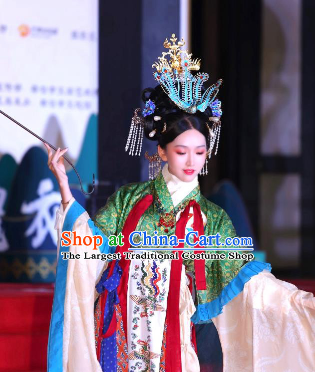 Chinese Classical Ancient Queen Phoenix Hair Crown Women Hanfu Hair Accessories Handmade Song Dynasty Empress Hairpins Complete Set