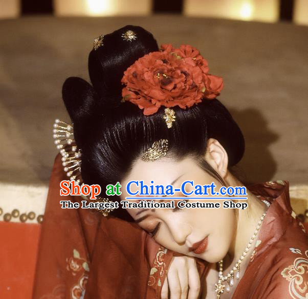 Chinese Classical Ancient Imperial Concubine Hairpins Women Hanfu Hair Accessories Handmade Tang Dynasty Court Hair Clips Full Set