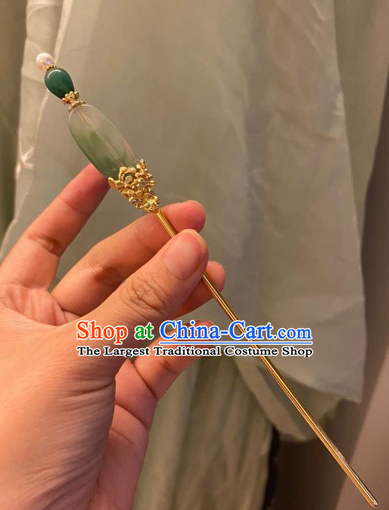 Chinese Ancient Court Empress Golden Hairpin Handmade Hanfu Hair Accessories Pearls Hair Clip