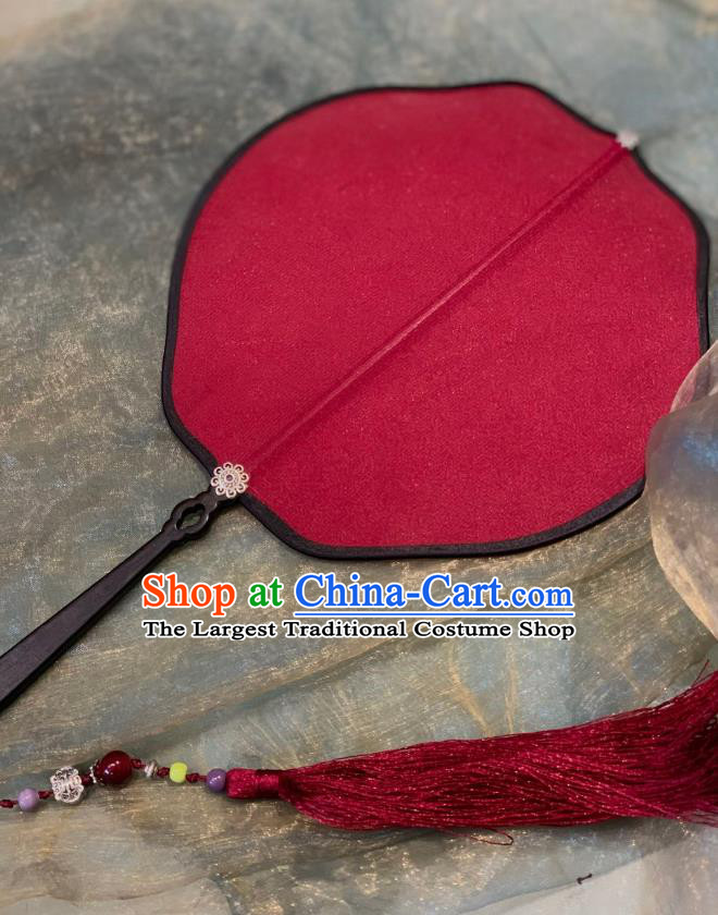 Chinese Classical Hanfu Princess Fan Ancient Song Dynasty Wedding Palace Fans Red Silk Fans