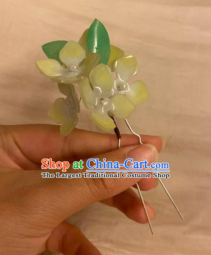 Chinese Ancient Palace Lady Fragrans Hairpin Hanfu Hair Accessories Handmade Flowers Hair Clip