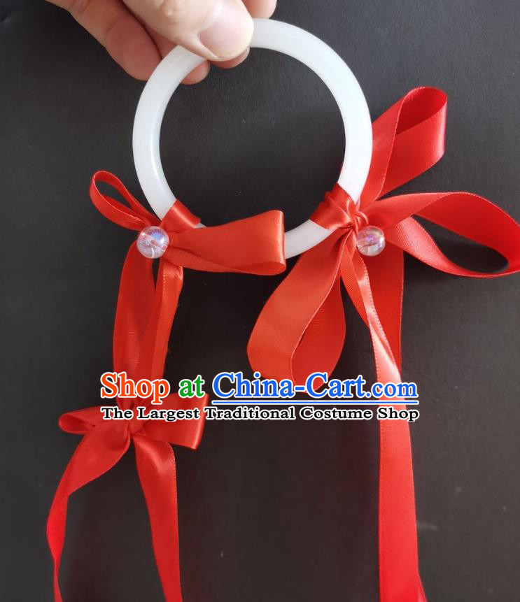 Chinese Classical Red Silk Ribbon Waist Accessories Ancient Song Dynasty Princess Belt Ornaments