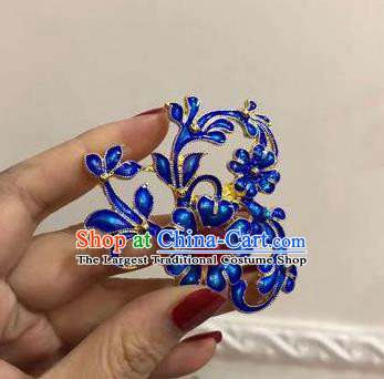 Chinese Classical Ancient Ming Dynasty Agate Hairpins Women Hanfu Hair Accessories Handmade Court Blueing Flowers Hair Clip