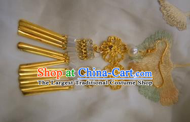 Handmade Chinese Classical Golden Ear Accessories Eardrop Ancient Song Dynasty Court Women Hanfu Earrings