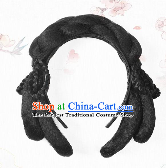 Chinese Classical Ancient Hanfu Wigs Song Dynasty Palace Lady Wig Hair Clasp Accessories