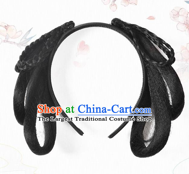 Chinese Classical Ancient Young Lady Hanfu Wigs Song Dynasty Palace Maid Wig Hair Clasp Accessories