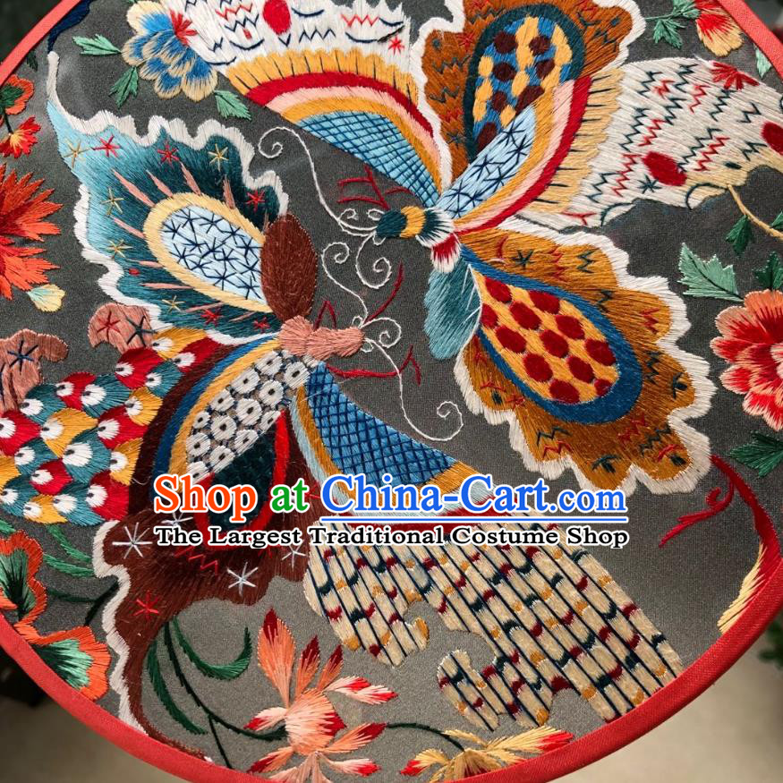 Chinese Classical Silk Palace Fan Ancient Song Dynasty Princess Embroidered Butterfly Round Fans Accessories