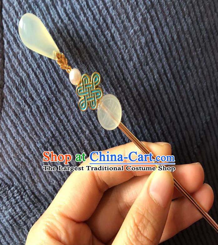 Chinese Ancient Palace Empress Hairpins Hair Accessories Handmade Ming Dynasty Court Aventurine Hair Stick