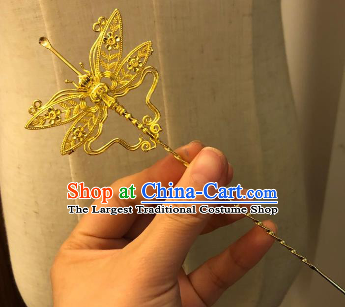 Chinese Ancient Palace Lady Hairpins Hair Accessories Handmade Ming Dynasty Golden Butterfly Curette Hair Stick