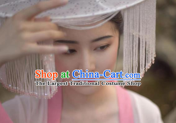 Chinese Classical Ancient Princess Beads Tassel Hat Ancient Song Dynasty Swordswoman Headwear