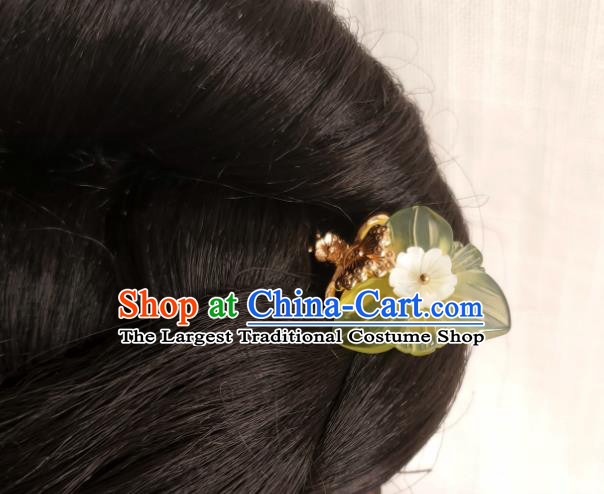 Chinese Ancient Royal Princess Hairpins Hair Accessories Handmade Ming Dynasty Hanfu Jade Bougainvillea Hair Stick