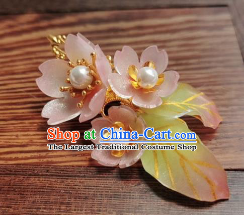 Chinese Ming Dynasty Orange Sakura Hair Stick Handmade Hair Accessories Hanfu Ancient Princess Flowers Hairpins