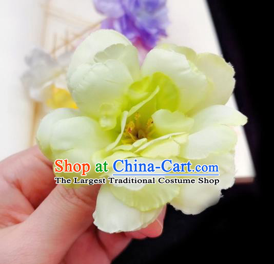 Chinese Tang Dynasty Green Camellia Hair Stick Handmade Hair Accessories Hanfu Ancient Princess Hairpins