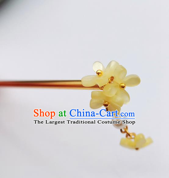 Chinese Classical Golden Hair Stick Handmade Hanfu Hair Accessories Ancient Song Dynasty Fragrans Tassel Hairpins