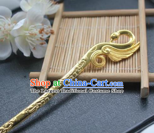 Chinese Classical Golden Swan Hair Stick Handmade Hanfu Hair Accessories Ancient Song Dynasty Palace Hairpins