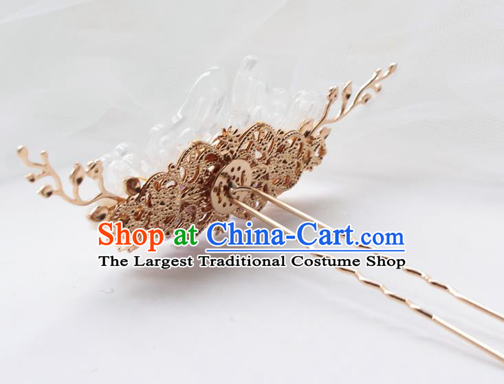 Chinese Classical Purple Plum Hair Crown Handmade Hanfu Hair Accessories Ancient Ming Dynasty Princess Butterfly Hairpins