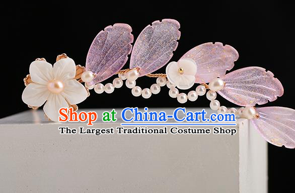 Chinese Classical Palace Lilac Leaf Hair Sticks Handmade Hanfu Hair Accessories Ancient Ming Dynasty Princess Hairpins