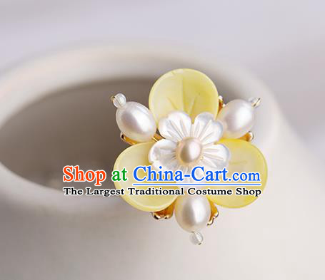 Chinese Classical Palace Pearls Hair Sticks Handmade Hanfu Hair Accessories Ancient Song Dynasty Princess Yellow Flower Hairpins