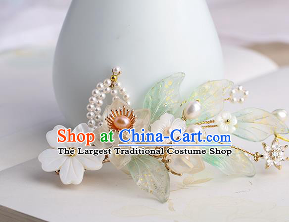 Chinese Classical Palace White Plum Blossom Hair Sticks Handmade Hanfu Hair Accessories Ancient Song Dynasty Princess Shell Hairpins