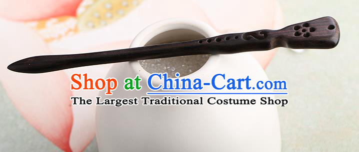 Chinese Classical Palace Ebony Carving Hair Stick Handmade Hanfu Hair Accessories Ancient Ming Dynasty Princess Wood Hairpins