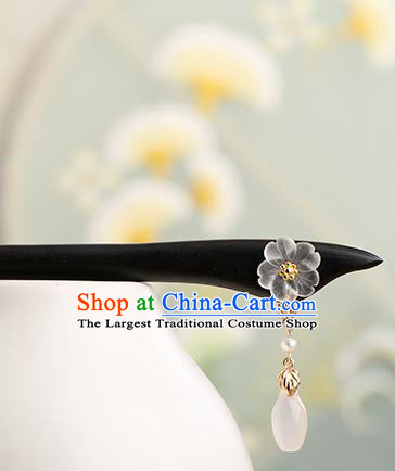 Chinese Classical Palace Ebony Hair Stick Handmade Hanfu Hair Accessories Ancient Ming Dynasty Princess Sakura Tassel Hairpins