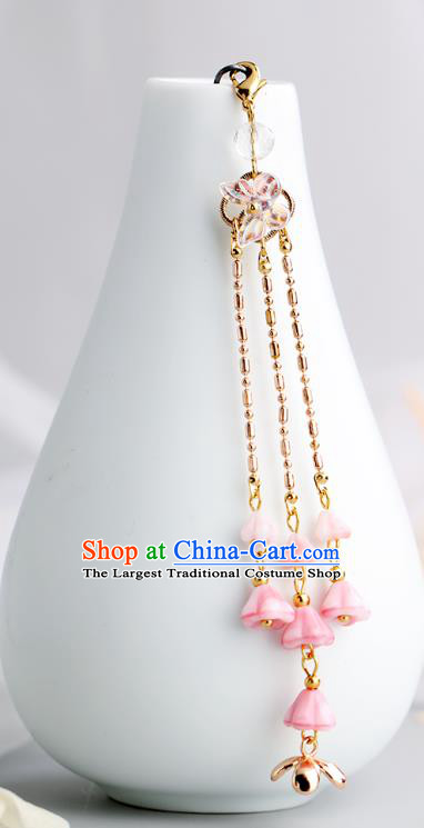 Chinese Classical Palace Pink Plum Tassel Hair Stick Handmade Hanfu Hair Accessories Ancient Ming Dynasty Princess Golden Hairpins