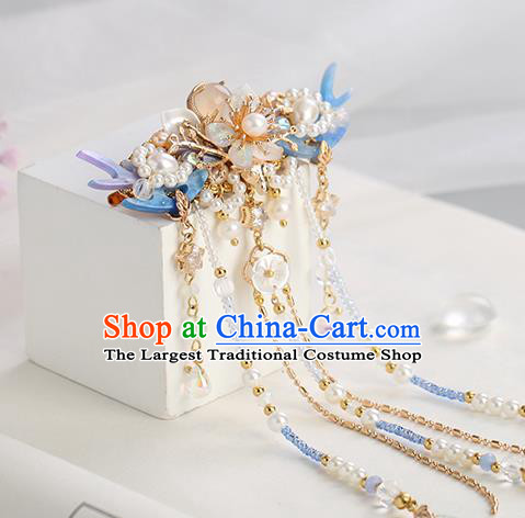 Chinese Classical Palace Beads Tassel Hair Sticks Handmade Hanfu Hair Accessories Ancient Ming Dynasty Princess Pearls Hairpins