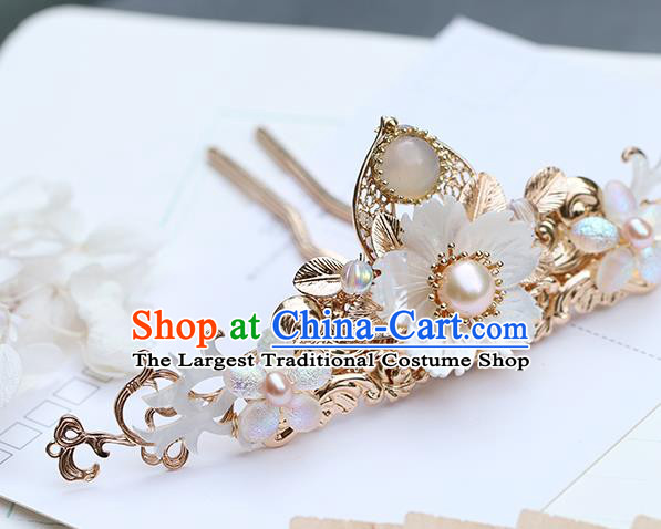 Chinese Classical Palace Hair Crown Handmade Hanfu Hair Accessories Ancient Ming Dynasty Princess Plum Blossom Hairpins