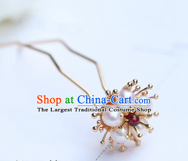 Chinese Classical Palace Garnet Hair Stick Handmade Hanfu Hair Accessories Ancient Qing Dynasty Princess Little Plum Hairpins