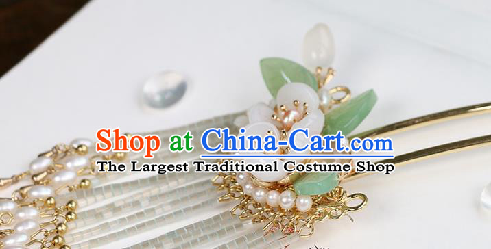 Chinese Classical Palace Pearls Tassel Hair Stick Handmade Hanfu Hair Accessories Ancient Ming Dynasty Empress Plum Blossom Hairpins